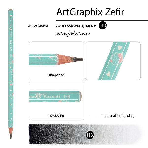 КАРАНДАШ ЧЕРНОГРАФИТОВЫЙ "ArtGraphix. Zefir. Кексики" НВ (пластиковый корпус) (10129060/020919/0023498,КИТАЙ)