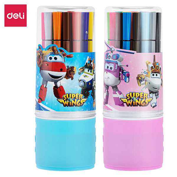 Фломастеры 24 цв. Deli  Super Wings пластиковая туба