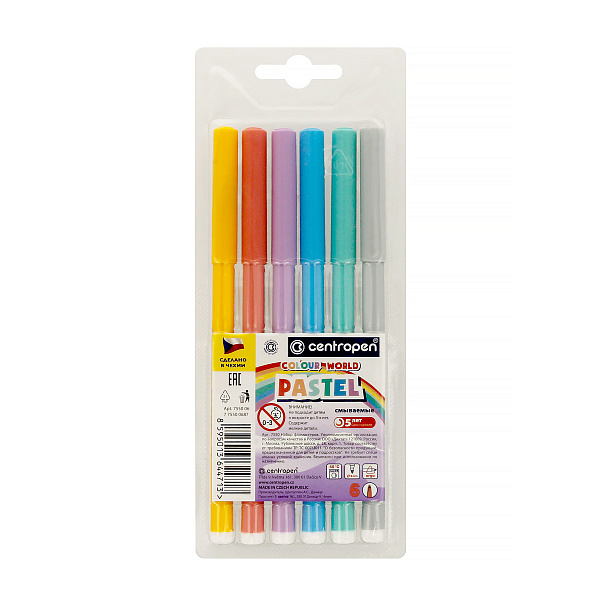 Фломастеры 06 цв COLOUR WORLD PASTEL Centropen