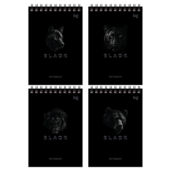 Блокнот А6, 60 листов на гребне, BG "Just black", мягкая обложка мелованный картон, 60 г/кв.м