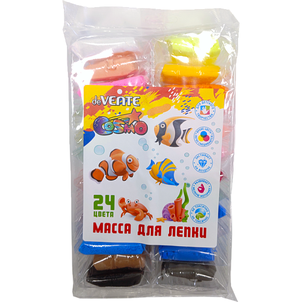 Масса для лепки "deVENTE" 24 цв. 240 гр. легкая, самозатвердевающая, с аксессуарами для моделирования