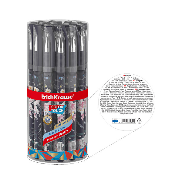Ручка шариковая ErichKrause® ColorTouch® Lily, цвет чернил синий (в тубусе по 24 шт.)