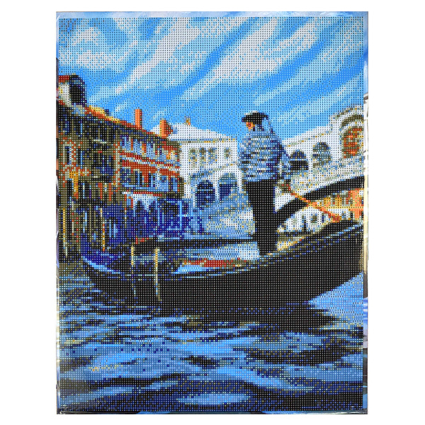 Алмазная мозаика 40*50 см "РОМАНТИКА ВЕНЕЦИИ" (24 цветов страз, холст на подрамнике с напечатенной картиной, покрытый клеевым слоем и защитной пленкой, пак