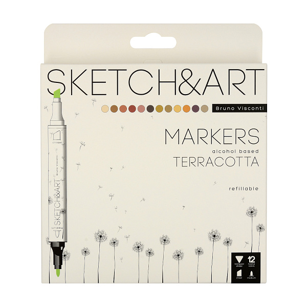 Набор скетч маркеров 12 цв. 2-х ст. "SKETCH&ART" ТЕРРАКОТА