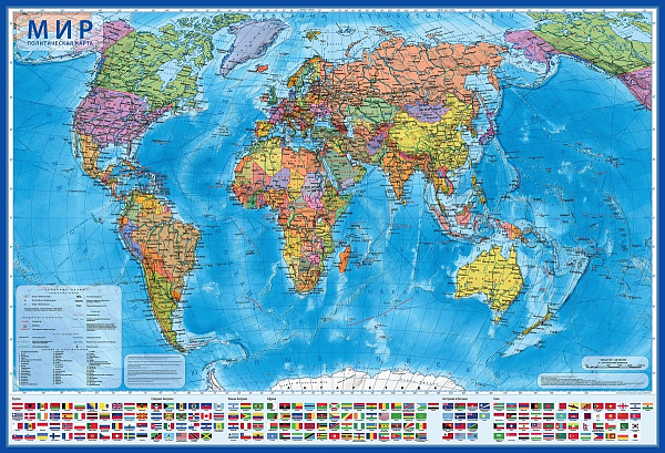 Карта Мира политическая Интерактивная 1:32М 101х70 см (с ламинацией в тубусе).									