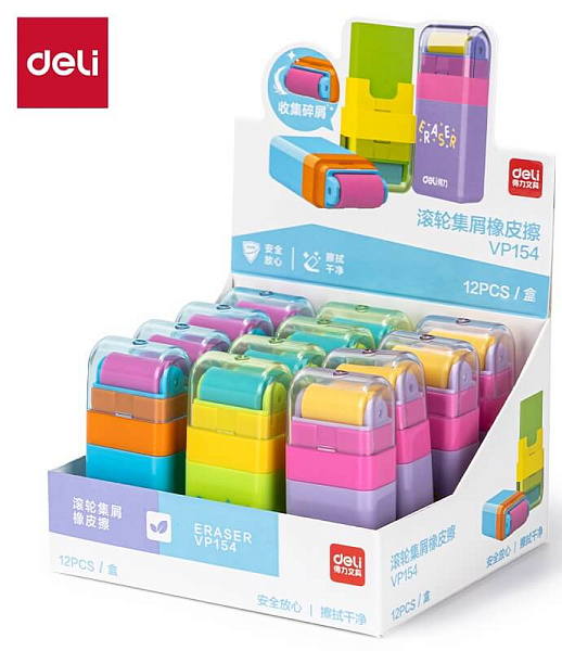 Ластик Deli  60x26x16мм ПВХ ассорти