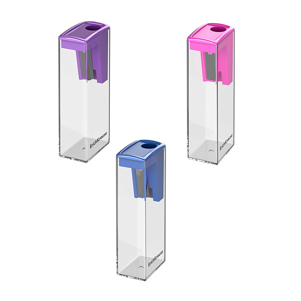 Точилка 1 отв. ErichKrause City, Vivid, с контейнером, ассорти, пластиковая 