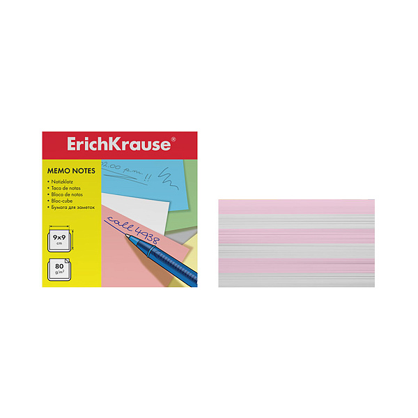 Блок бумаги  9*9*5см ErichKrause запасной розовый