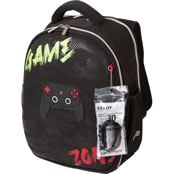 Рюкзак школьный "deVENTE. Junior. Gamer" жесткий 35x27x13 см (14 л) вес 800 г, 1 отделение на молнии с разделителями для учебников, с органайзером, 1 отделение для формата A4, 2 боковых кармана сеточкой на резинке, эргономичная формоустойчивая спинка