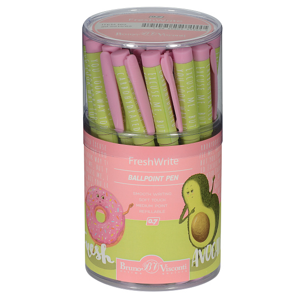 Ручка шариковая 0,7 мм "FreshWrite. Авокадо и Пончик" СИНЯЯ