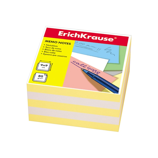 Блок бумаги  9*9*5см ErichKrause запасной желтый