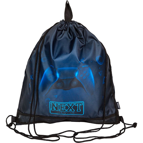 Сумка для сменной обуви "deVENTE. Next Level Gamer" 40x47 см, водоотталкивающая ткань, на веревочной завязке, с вставкой из пластиковой сетки для вентиляции, с петлей для повеса и переноски