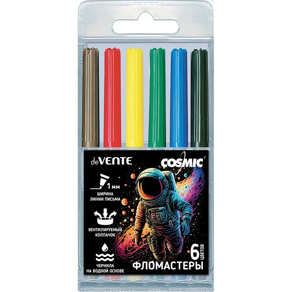Фломастеры 6 цв. "deVENTE. Cosmic" в блистере, с вентилируемым колпачком 