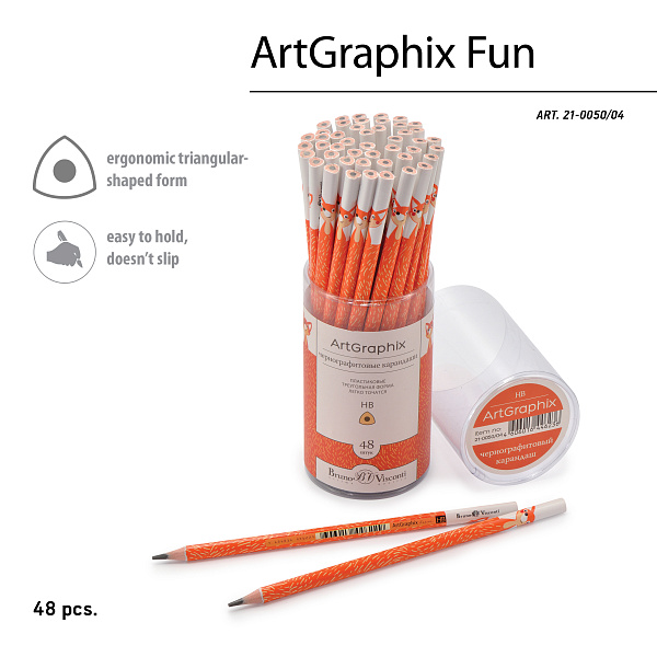 КАРАНДАШ ЧЕРНОГРАФИТОВЫЙ "ArtGraphix. Fun. Лисенок" НВ (пластиковый корпус) (10129060/310719/0019114,КИТАЙ)