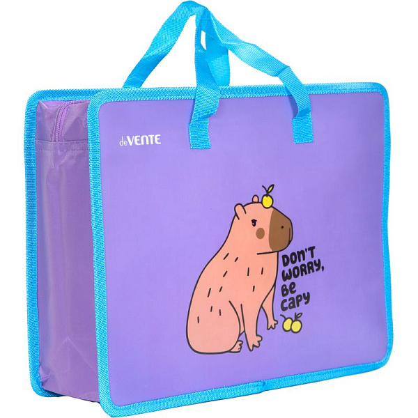 Папка для тетрадей, ИЗО и технологии "deVENTE. Capybara" A4 с ручками, с расширением 10 см, 400 мкм, на молнии сверху, пластик 400 мкм, в пластиковом пакете 