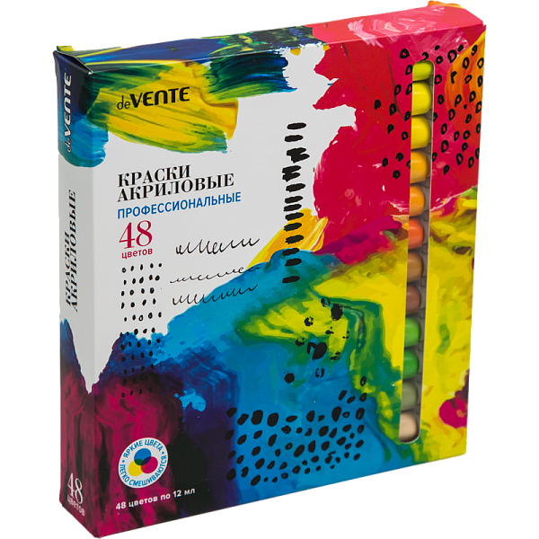 Акрил профессиональный художественный "deVENTE" 48 цветов по 12 мл, в алюминиевых тубах, в картонной коробке