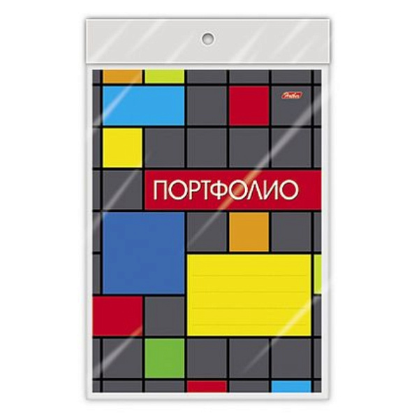 16Пу4_14177 ПОРТФОЛИО для учеников 1-11 классов 16л А4ф Картон-Яркая графика- в пакете с европодвесом