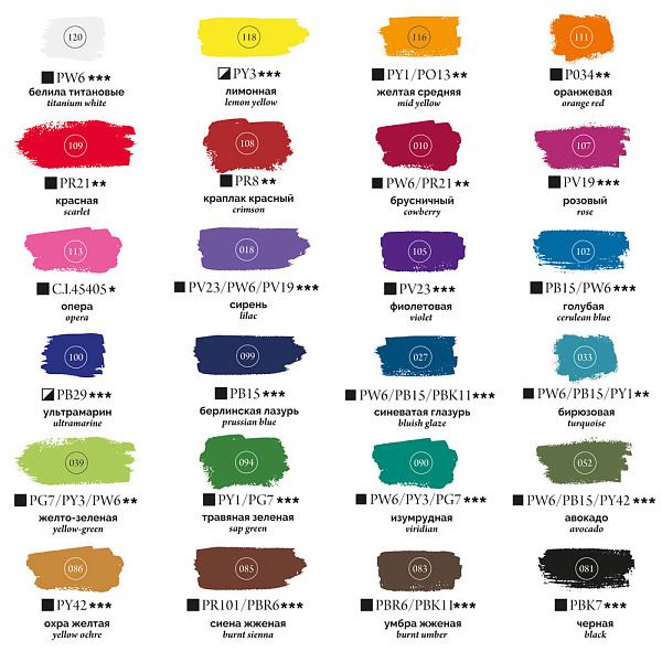 Гуашь 24 цвета по 12 мл. Малевичъ, в тюбиках