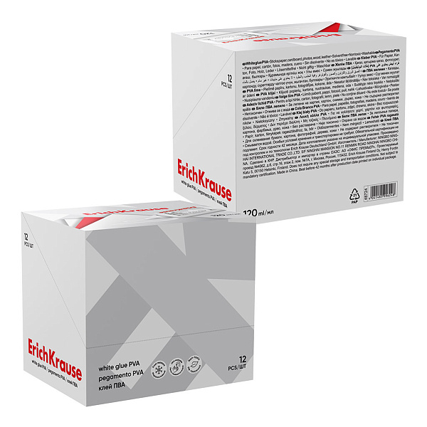 Клей ПВА 120 мл ErichKrause EasyStick, (в дисплее )