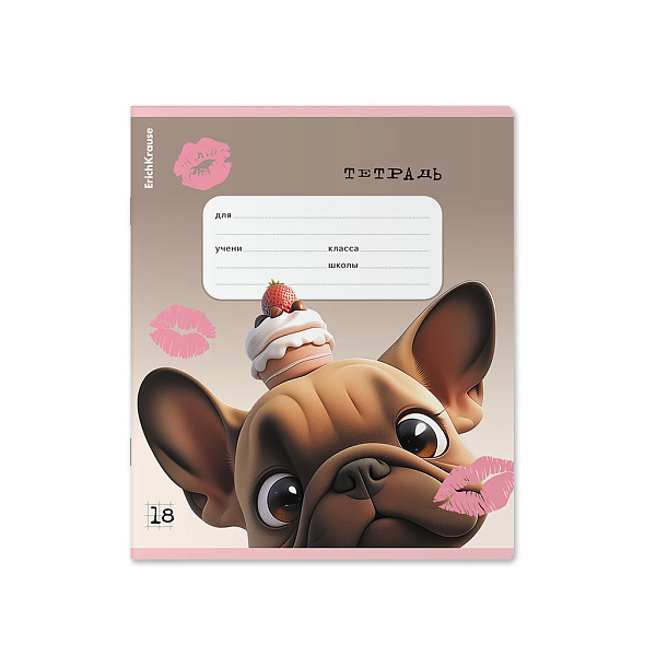 Тетрадь 18 листов в клетку ErichKrause Frenchie, выборочный УФ-лак (в плёнке)_MIX-PACK