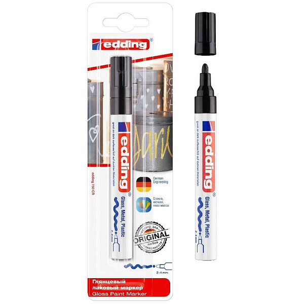 Маркер перм. лаковый  2-4 мм черный E-750/1