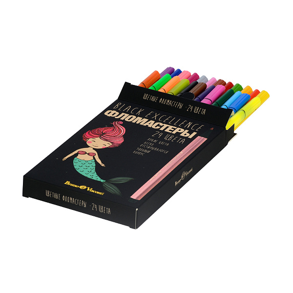 Фломастеры 24 цв. "BLACK EXCELLENCE"  4 ВИДА