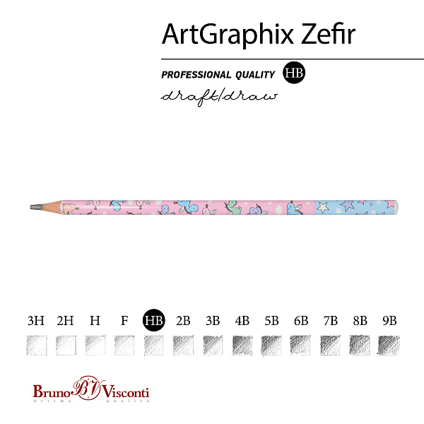 Карандаш ч/г HB "ArtGraphix. Zefir. Единорожки в облачках" (пластиковый корпус)