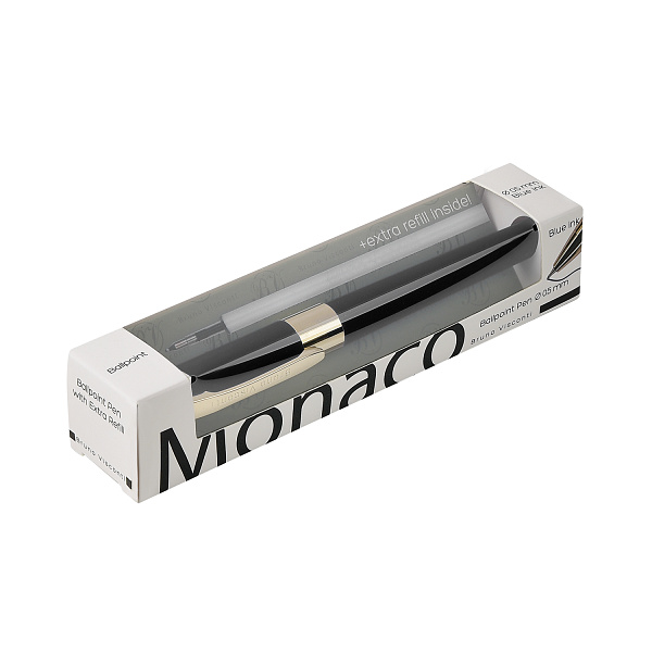 НАБОР: РУЧКА "MONACO" ШАРИКОВАЯ 0.5 ММ, СИНЯЯ (черный корпус) С ДОПОЛНИТЕЛЬНЫМ СТЕРЖНЕМ (10702070/100224/3059312,КИТАЙ)