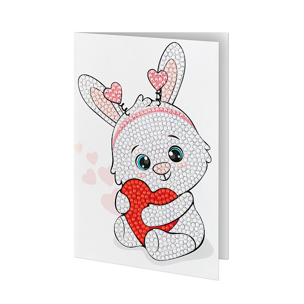 Алмазная мозаика  "ФРЕЯ" открытка "Влюбленная зайка" 10.5 х 14.8 см