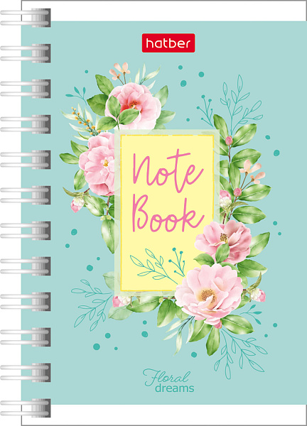 Записная книжка А7 40 л. кл. на гребне "Floral dreams" 67х102мм 