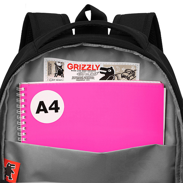 Рюкзак школьный с картхолдером на держателе (/1 черный - фосфорный)