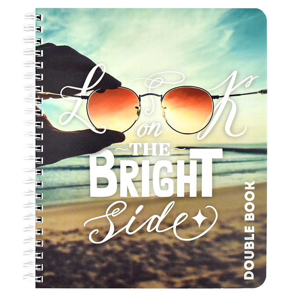 Тетрадь 96 л. кл./лин. на гребне "Double book" "ЦИТАТА ДНЯ" /А5, облож.- полипропилен, мягкий переплёт, двойная тетрадь с 4-мя обложками/