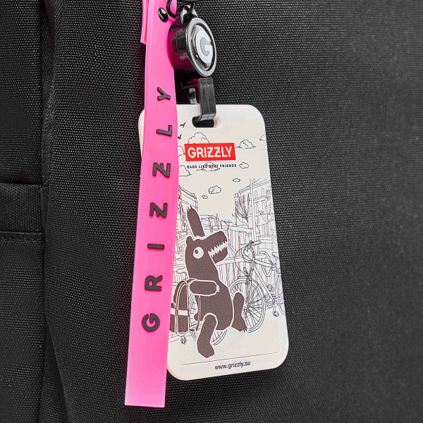 Рюкзак школьный с картхолдером на держателе (/2 черный - розовый)