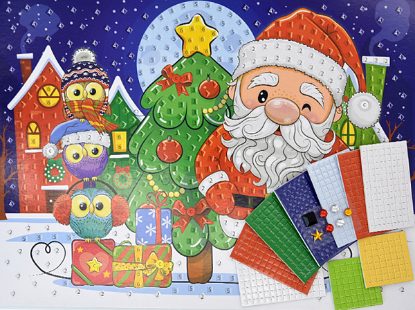 Самокл. мерцающая мозаика из мягк. пласт. А3 "Дед Мороз"