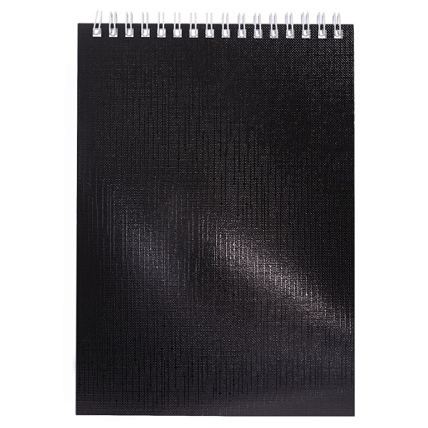 Блокнот А5 80 листов клетка на гребне  Обл. Бумвинил METALLIC Черный