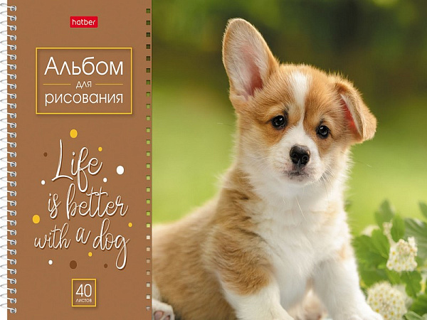 Альбом для рисования 40 листов на гребне "Doggie-Щенки" перфорация на отрыв 4 диз.в блоке