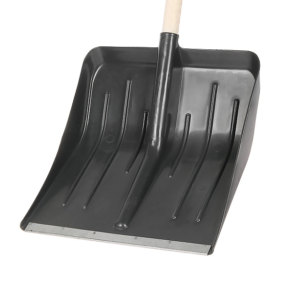 Лопата снегоуб пластик 430х440 с планкой дерев. черенком "Метелица" (Новгород)