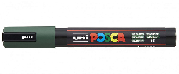 Маркер акрил. POSCA PC-5M английский зеленый, 1.8 - 2.5мм, пулевидныйнаконечник