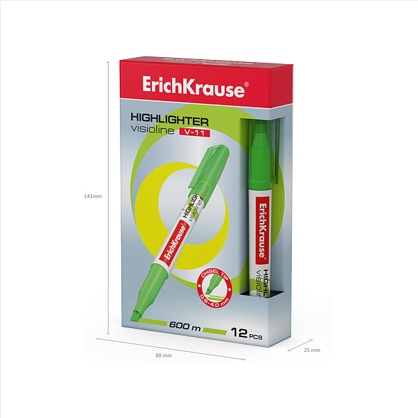 Маркер-текстовыделитель ErichKrause® Visioline V-11, зеленый  (в коробке )