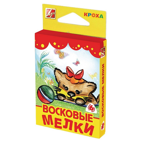 Мелки восковые на масляной основе 6 цв. Луч Кроха (треугольные) 