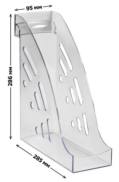 Лоток для бумаг вертикальный СТАММ "Эксперт", прозрачный, ширина 95мм