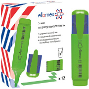 Маркер-текстовыделитель 1-5 мм "Attomex" плоский корпус с клипом, зеленый
