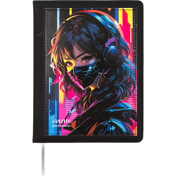 Дневник 1-11 кл. 48 л. "deVENTE. Future Girl" твердая обложка из искусственной кожи с поролоном, аппликация из искусственной кожи, цветная печать, отстрочка, 1 ляссе, белая бумага 80 г/м², печать в 1 краску,