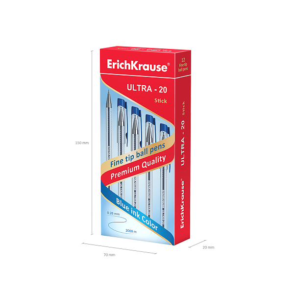 Ручка шариковая ErichKrause ULTRA L-20 синяя