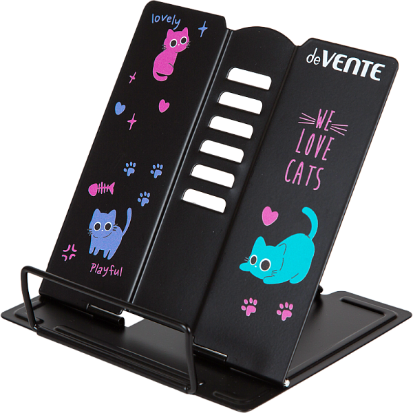 Подставка для книг метал. 15,4x15,2 см "deVENTE. Funny Cats" окрашенная, вес 235 г, с противоскользящими ножками, синяя, с полноцветным рисунком, в пластиковом пакете с европодвесом