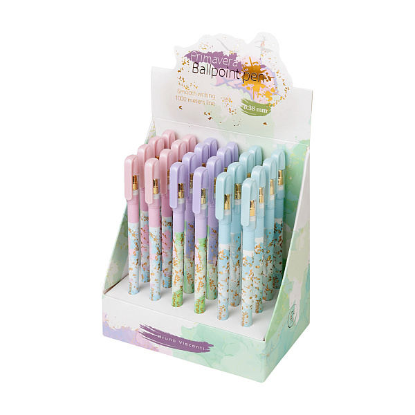 Ручка шариковая 0,38 мм "Primavera" СИНЯЯ, 3 ВИДА