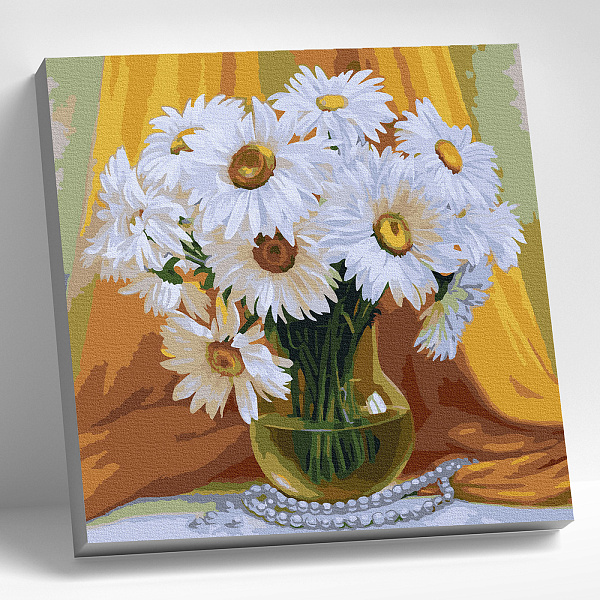 Картина по номерам 30*30 "БУКЕТ МАХРОВЫХ РОМАШЕК" (24 цвета) 1/20