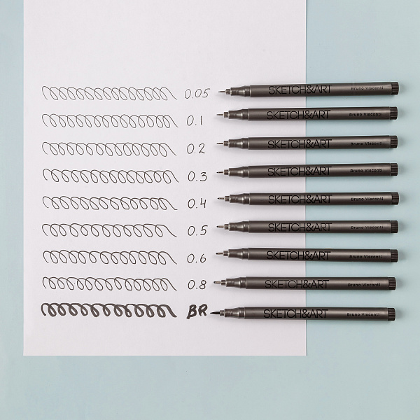 Набор линеров "SKETCH&ART" ЧЕРНОГО ЦВЕТА, 9 штук