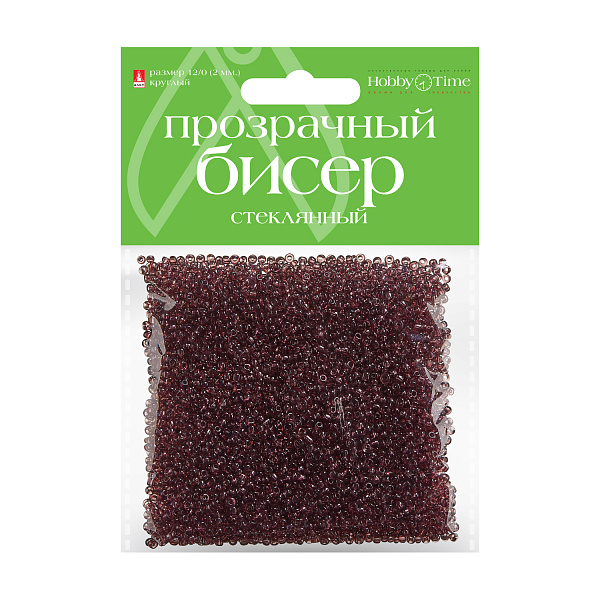 Бисер круглый прозрачный калибровочный, 2 мм, 60 гр, ЛИЛОВЫЙ, №12