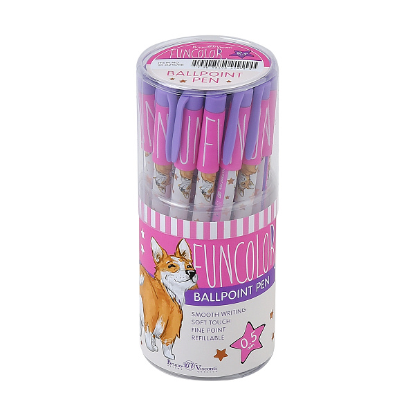 Ручка шариковая 0,5 мм "HappyWrite. FunColor.Корги" СИНЯЯ